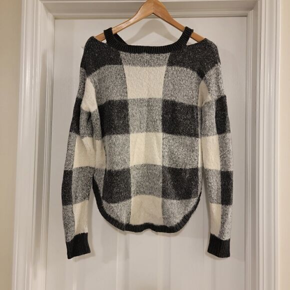 Express buffalo check sweater gray size small NWOT - Picture 3 of 6
